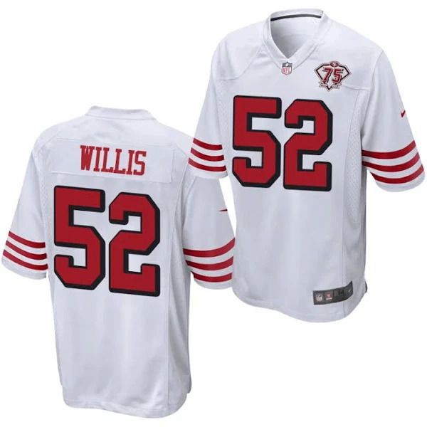 Men San Francisco 49ers 52 Patrick Willis White 75th Anniversary Throwback Game NFL Jersey